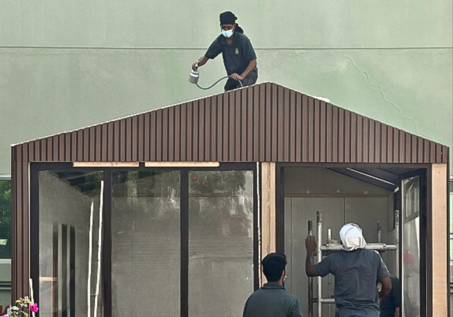 The Pods by Tér production team completing a pod in the Dubai workshop